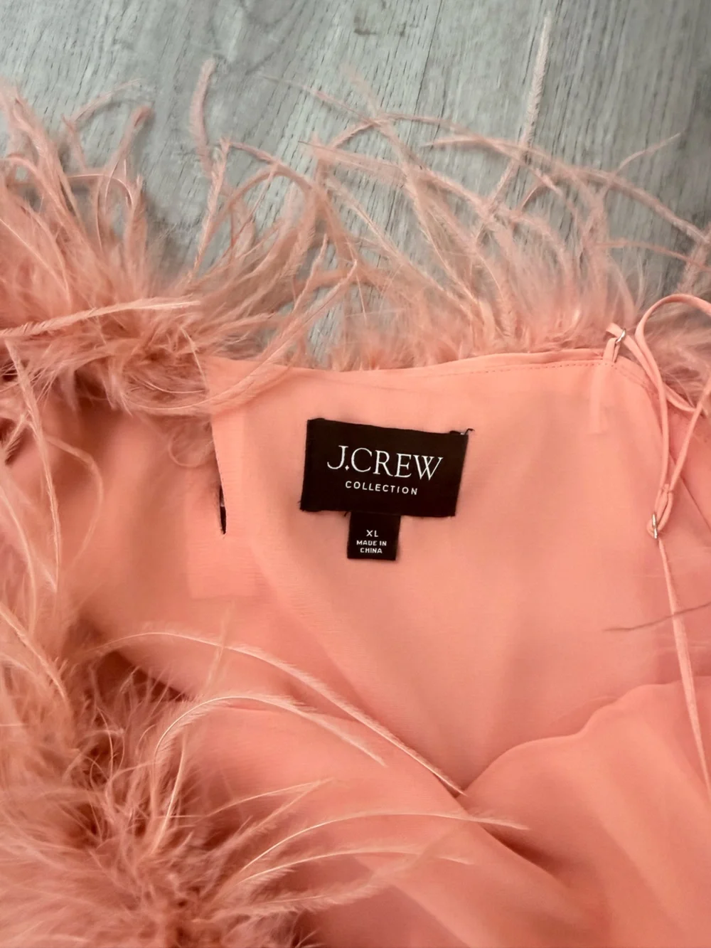 J. Crew Peach Feather-Trim Slip